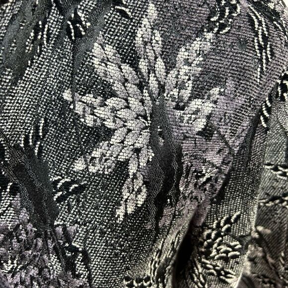 Coldwater Creek size Large Elegant Black Jacket brocade print reversible silver - Picture 8 of 12